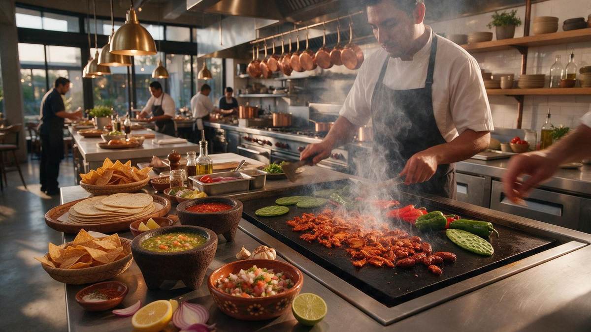 Chef preparando tacos artesanales